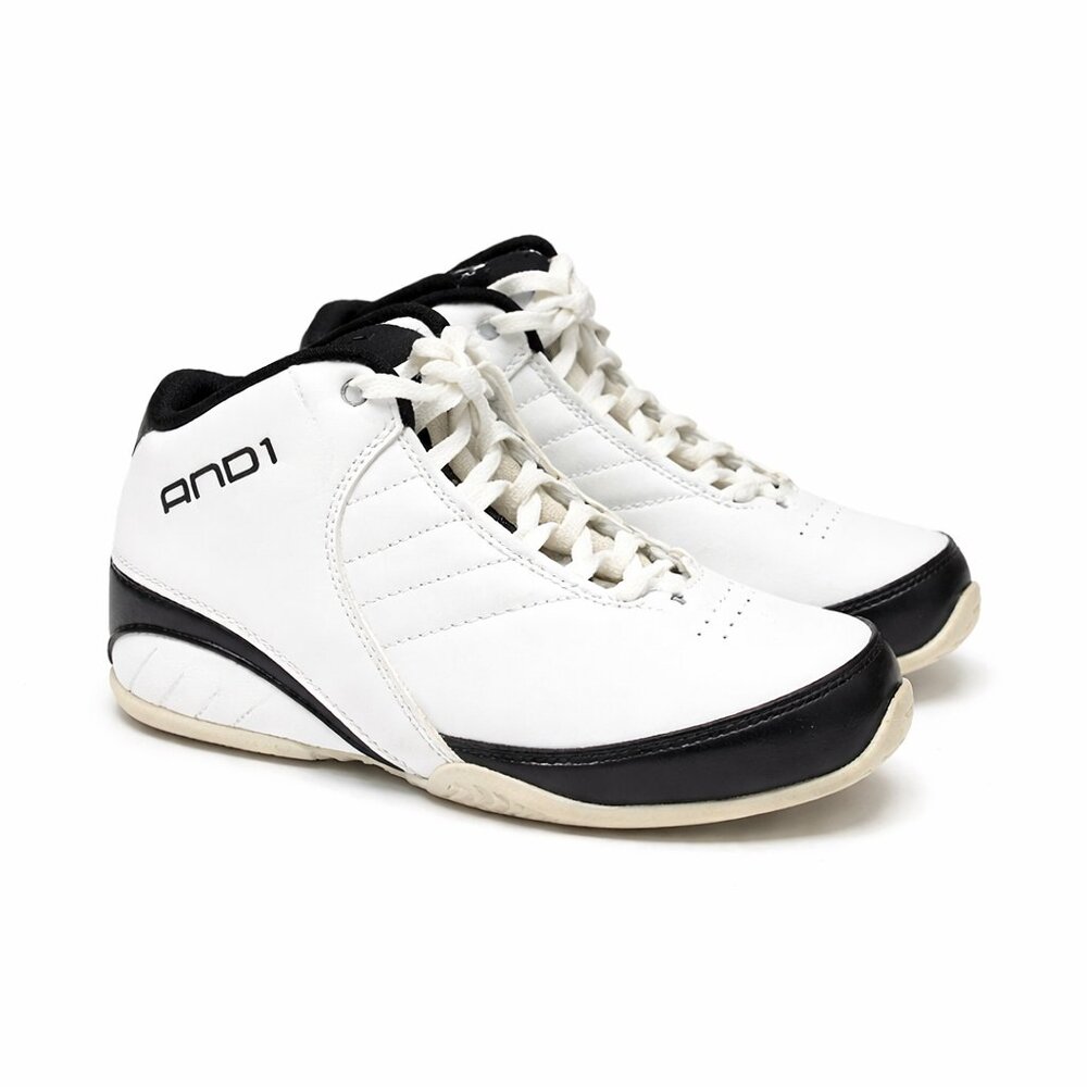 AND1 Boys Basketball Shoes Black & White Athletic Sneakers Size 6